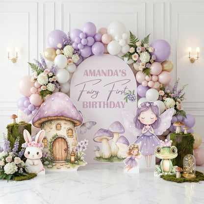 Purple Fairy First Birthday Cutout, Fairy Garden, Whimsical Fairy Baby Shower, Enchanted Fairy, Fairytale, Princess, Mushroom Backdrop