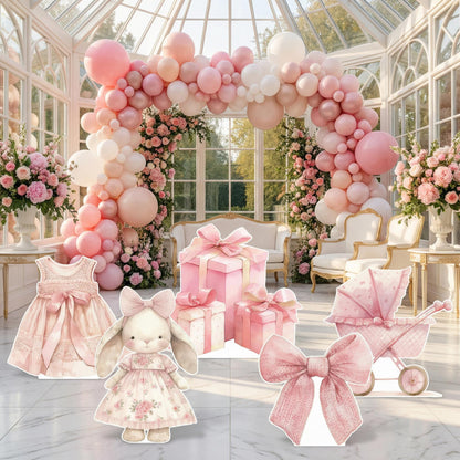 Pink Bunny Baby Shower — custom party decor, printed and cut to shape