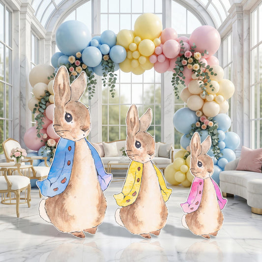 Garden Bunny Cutout — custom party decor, printed and cut to shape