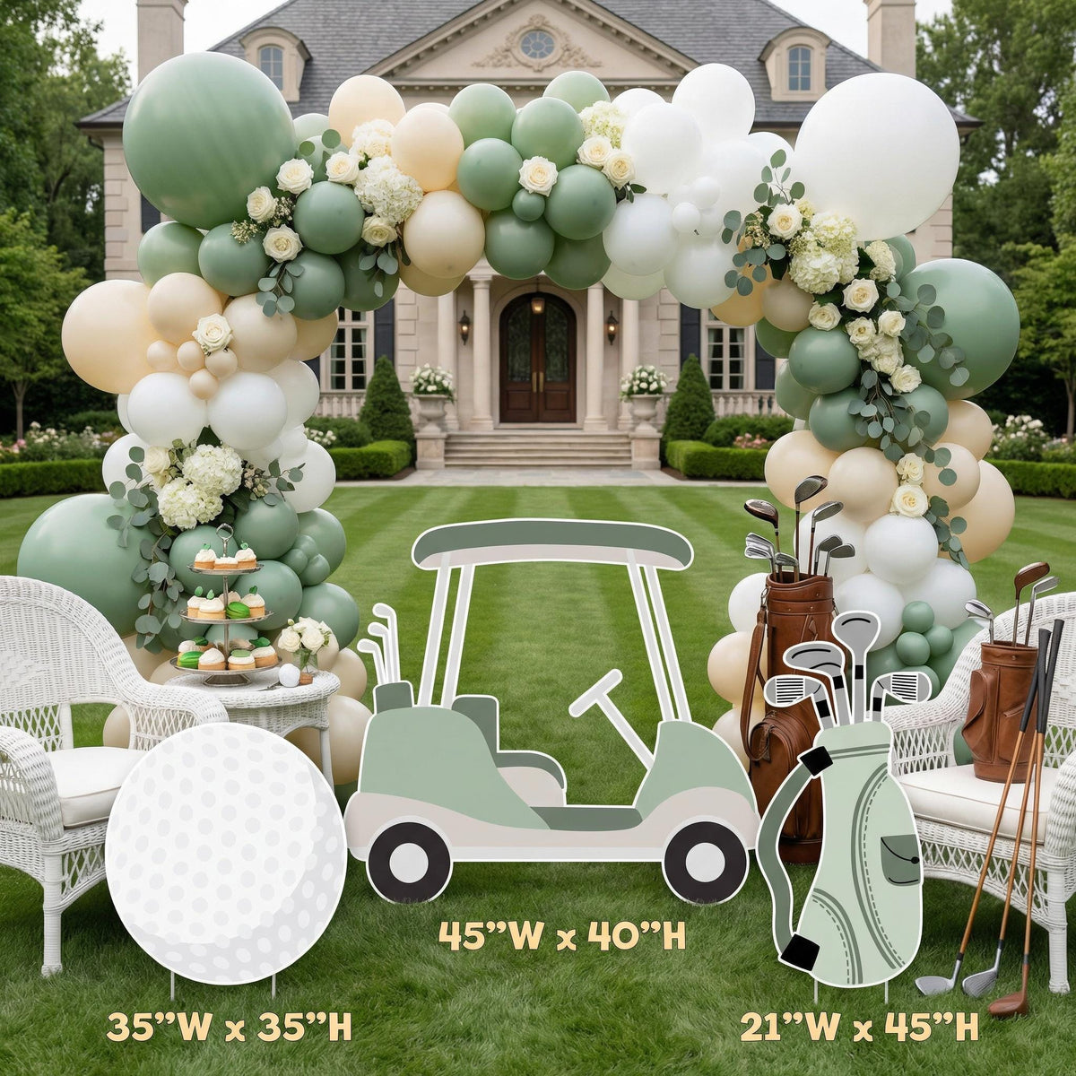 Golf Cutouts, Golf Themed Party Decor, Golf Cart, Girls or Boys Golf Baby Shower, Twins Decor, First Birthday, Hole in One Birthday, Props