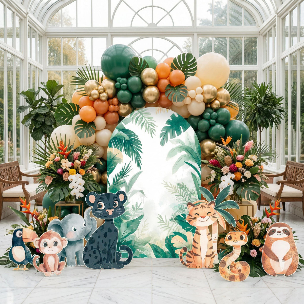 Jungle Animals Cutout, Birthday Decor, Animals Cutout Set, Tropical Arch Backdrop,Stand Up Props,Custom Backdrop,Safari Baby Shower,Wild One