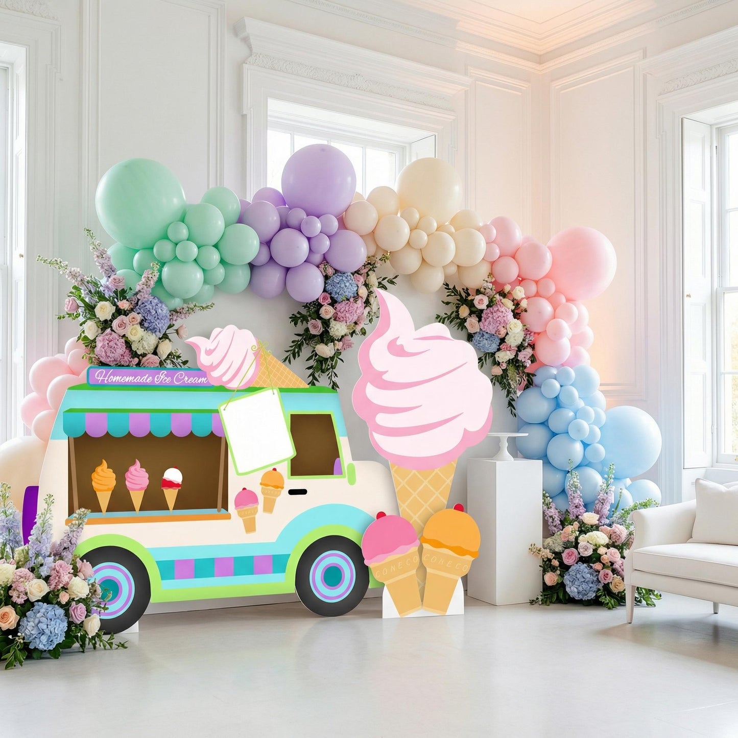 Ice Cream Truck Cutouts — custom party decor, printed and cut to shape