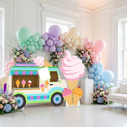 Ice Cream Truck Cutouts — custom party decor, printed and cut to shape