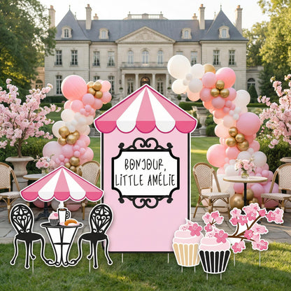 French Cafe Cutouts — custom party decor, printed and cut to shape