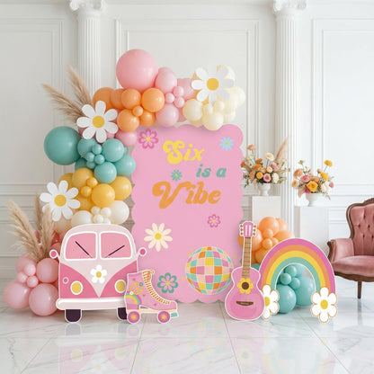 Groovy Birthday Cutouts, Two Groovy, Groovy One, Party Props, Four Ever Young, Five is a Vibe, Pink Backdrop,Groovy Baby Shower,Retro,Hippie