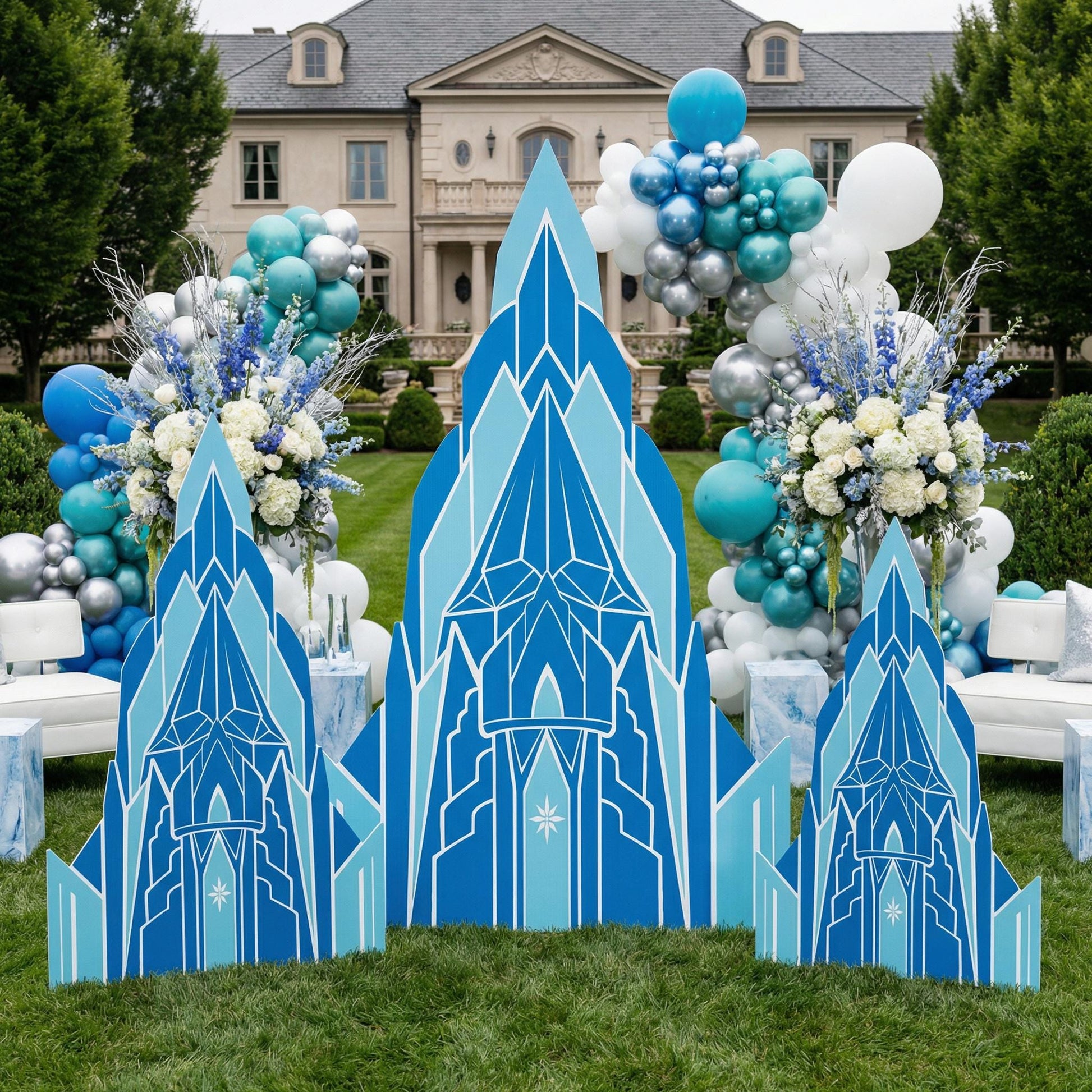 Ice Castle Cutout, Party Decor, First Birthday, Fairytale, Princess Blue Castle, Winter Baby Shower, Backdrop
