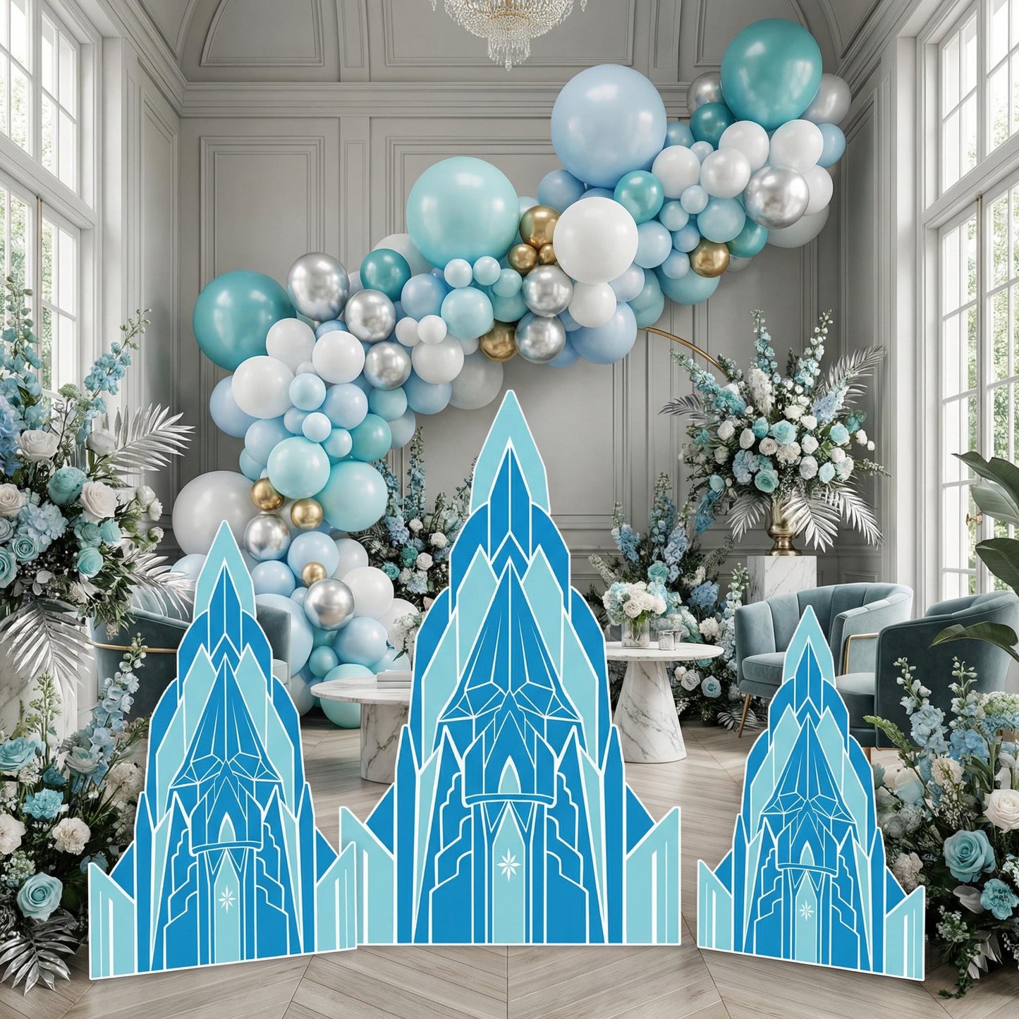 Ice Castle Cutout, Party Decor, First Birthday, Fairytale, Princess Blue Castle, Winter Baby Shower, Backdrop