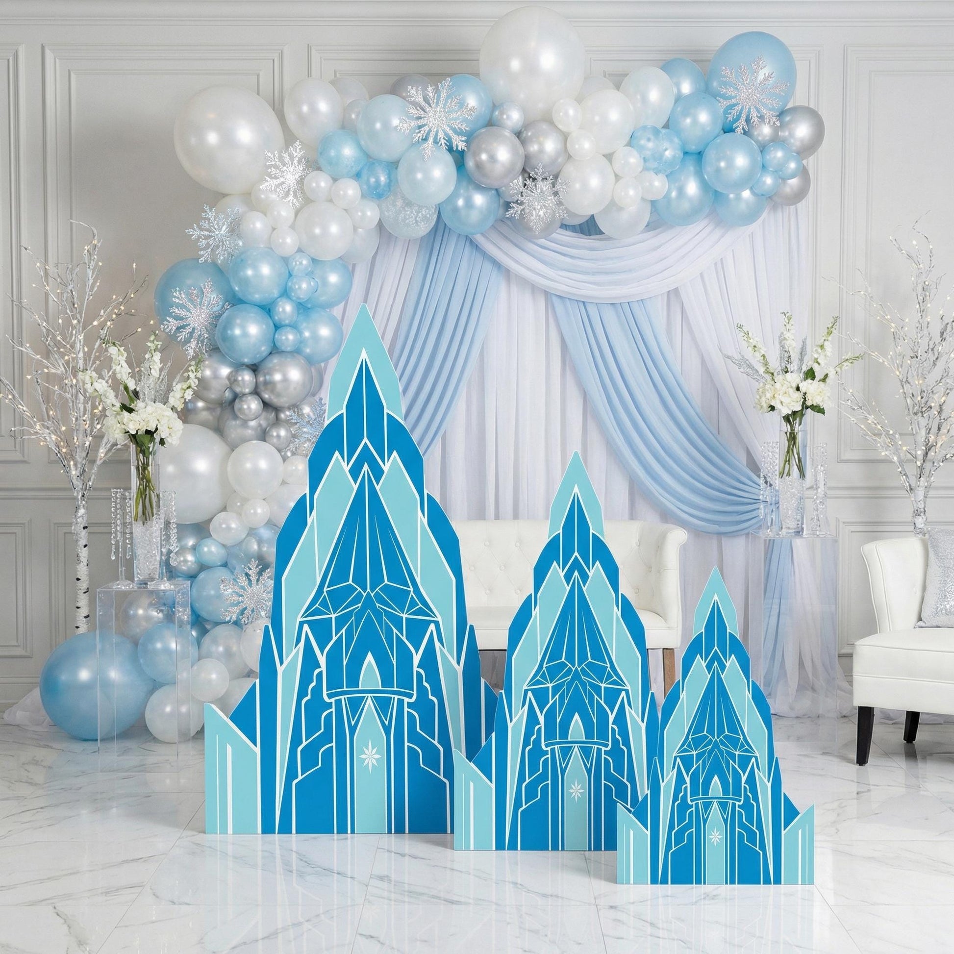 Ice Castle Cutout, Party Decor, First Birthday, Fairytale, Princess Blue Castle, Winter Baby Shower, Backdrop