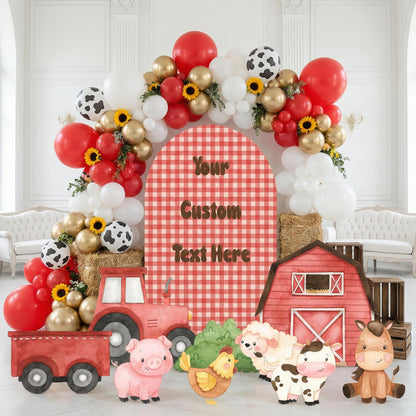Farm Animals Cutouts Set (Barn & Tractor with Custom Arch), Ranch Animals Party, Barnyard Birthday Prop, Farm Animal Standee, Baby Shower,Farm Themed Party Decor,Centerpieces