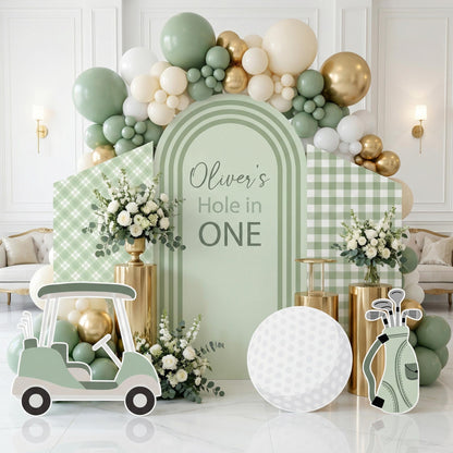 Hole in One Birthday Cutouts (Gingham Arch), Green Golf Party Decor, Golf Baby Shower, 1st Birthday, Baby Shower