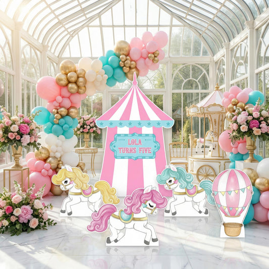 Circus Cutouts — custom party decor, printed and cut to shape