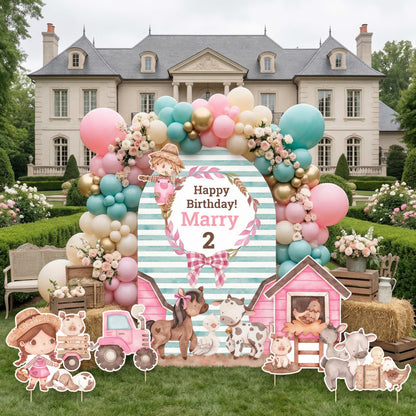 Farm Animals Cutouts Set (Pink Farm Set), Ranch Animals Party, Barnyard Birthday Prop, Farm Animal Standee, Baby Shower,Farm Themed Party Decor,Centerpieces