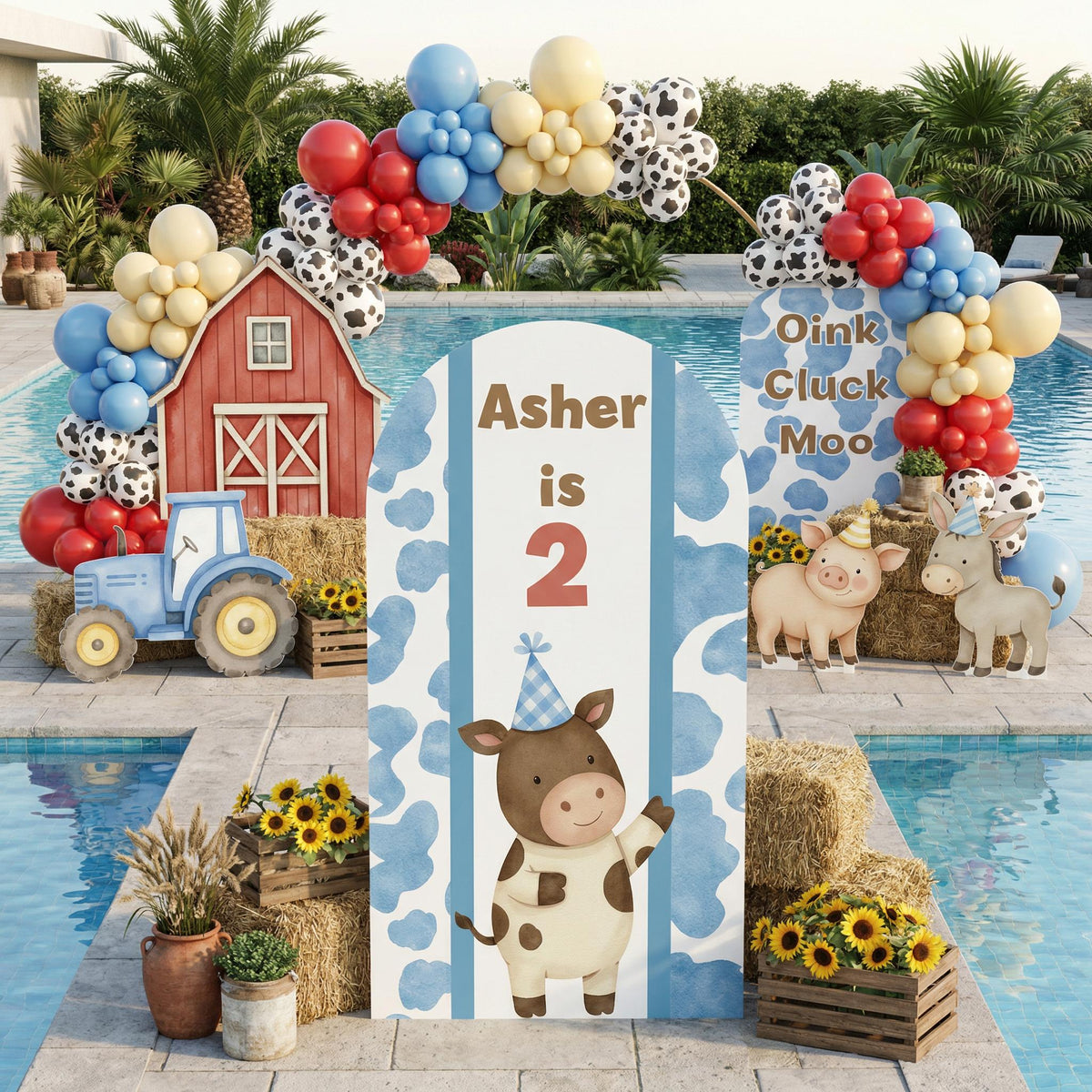 Farm Animals Cutouts Set (Oink Cluck Moo), Baby Boy, Barnyard Birthday Prop, Farm Animal Standee, Baby Shower,Farm Themed Party Decor,Centerpieces,Yard Signs