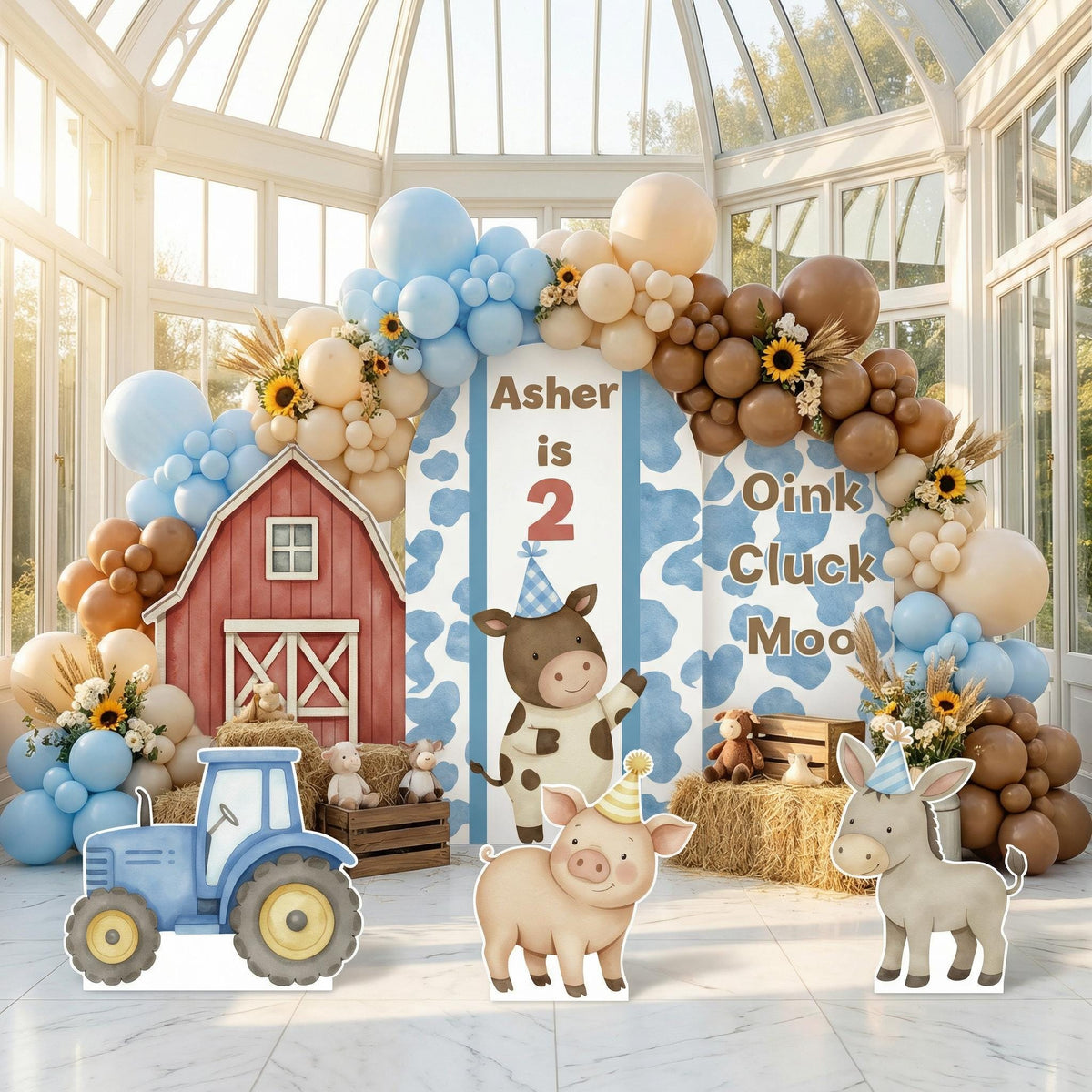 Farm Animals Cutouts Set (Oink Cluck Moo), Baby Boy, Barnyard Birthday Prop, Farm Animal Standee, Baby Shower,Farm Themed Party Decor,Centerpieces,Yard Signs