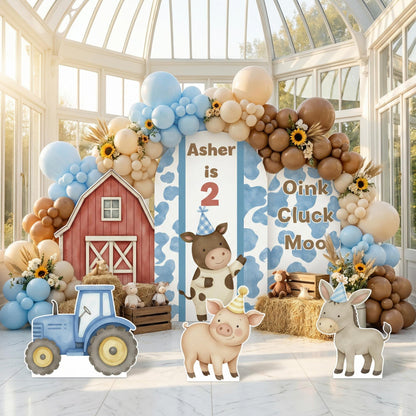 Farm Animals Cutouts Set (Oink Cluck Moo), Baby Boy, Barnyard Birthday Prop, Farm Animal Standee, Baby Shower,Farm Themed Party Decor,Centerpieces,Yard Signs