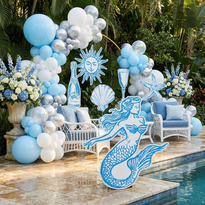 Mediterranean Birthday Cutouts (Beach Chair & Lemons), Amalfi Coast Bridal Shower Decor, Baby Shower, Bachelorette Backdrop