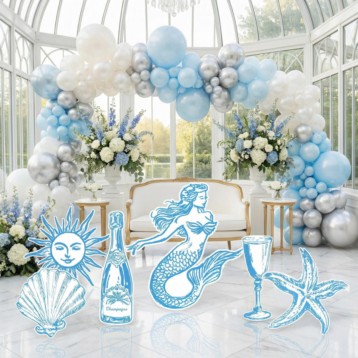 Mediterranean Birthday Cutouts — custom party decor, printed and cut to shape