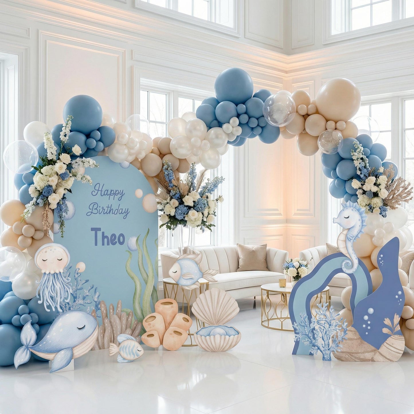 Blue Sea Animals Cutouts, Under the Sea Party, Ocean Animals Props, Baby Shower, Signs, Whale, Backdrop, Underwater Party
