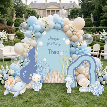 Blue Sea Animals Cutouts — custom party decor, printed and cut to shape