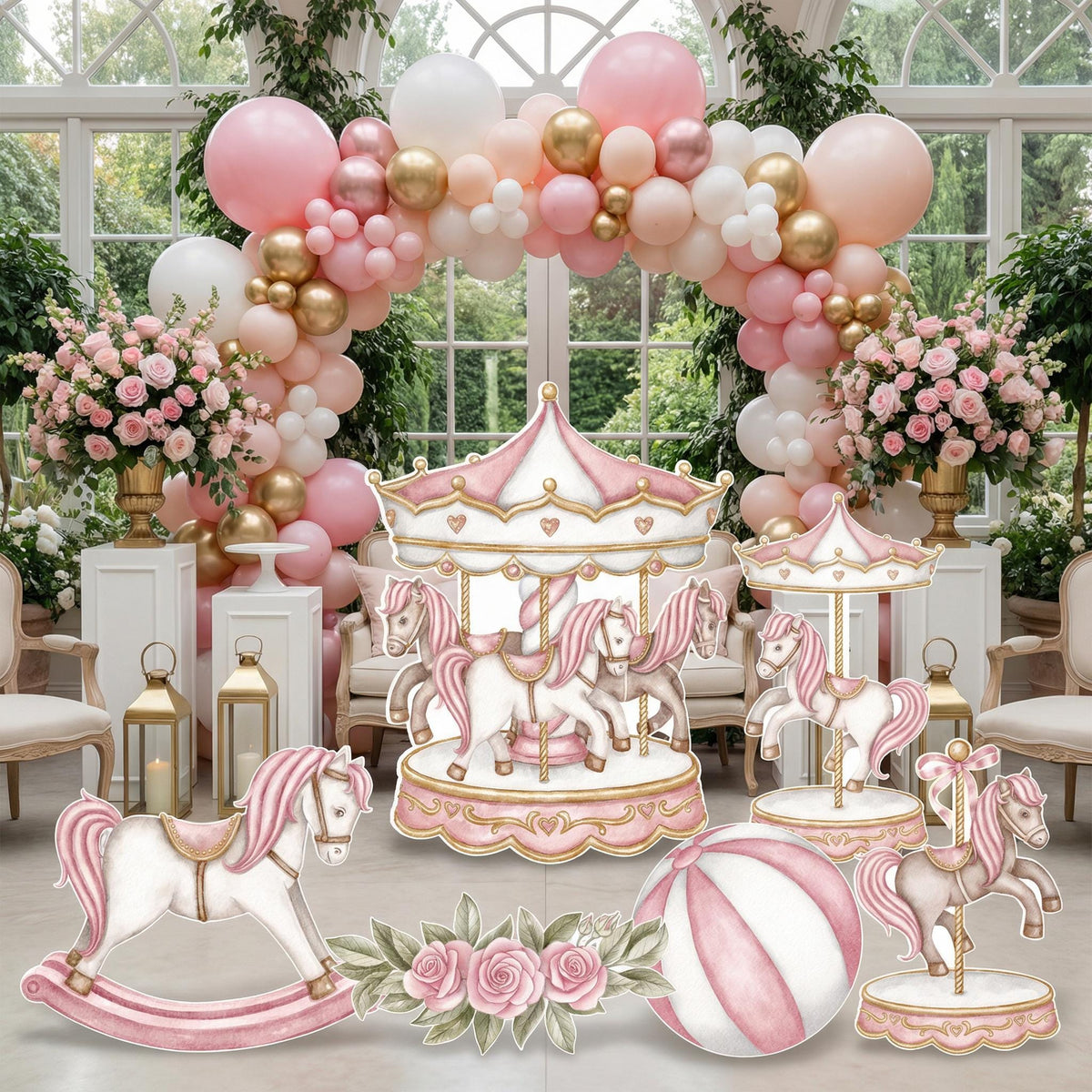 Carousel Cutout Prop, Carousel Party Decoration, Centerpieces Standee, Horse Merry-go-round Baby Shower, Carnival Horse Stand Up Prop