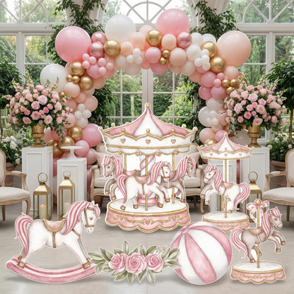 Carousel Cutout Prop, Carousel Party Decoration, Centerpieces Standee, Horse Merry-go-round Baby Shower, Carnival Horse Stand Up Prop