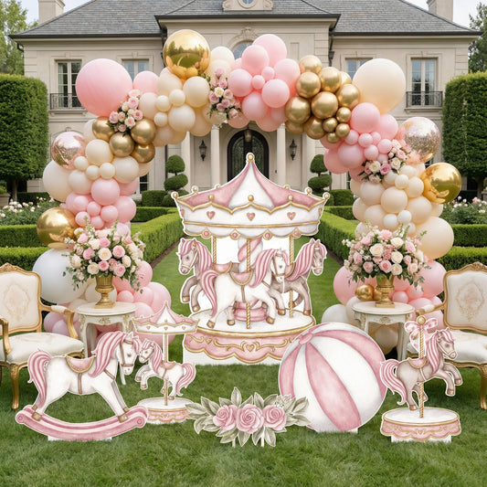 Carousel Cutout Prop — custom party decor, printed and cut to shape