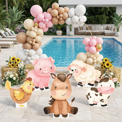 Watercolor Farm Animals Cutouts Set, Birthday Decor, Barnyard Birthday Prop, Farm Animal Standee, Baby Shower, Centerpieces, Backdrop, Signs