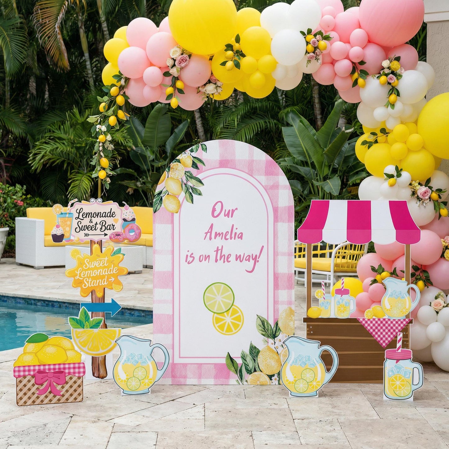 Lemonade Party Cutouts — custom party decor, printed and cut to shape
