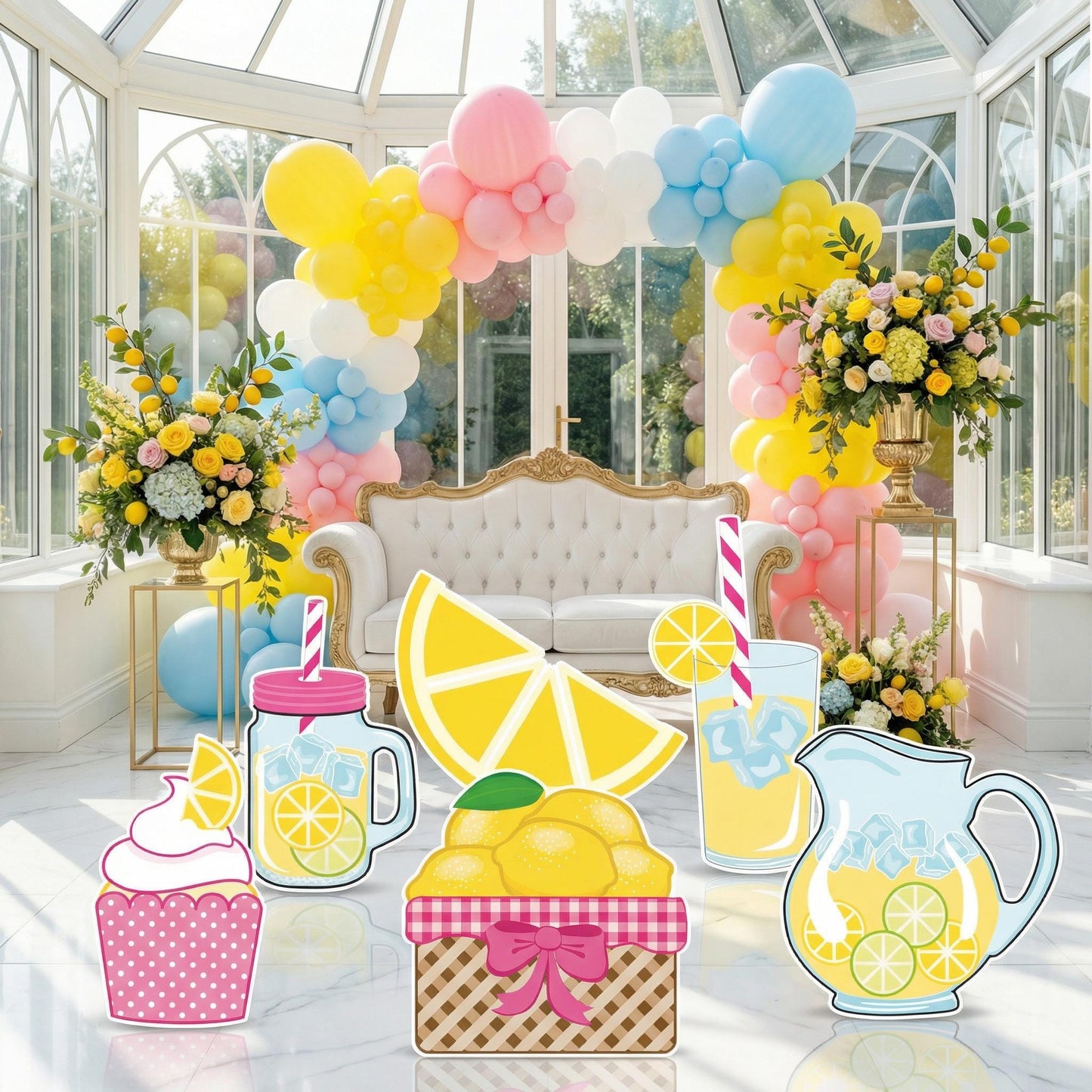 Lemonade Party Set 6 Cutouts, Main Squeeze, Backdrop, Two Sweet Birthday, Pink Lemonade Decor, Baby Shower, Summer Party, Lemonade Stand