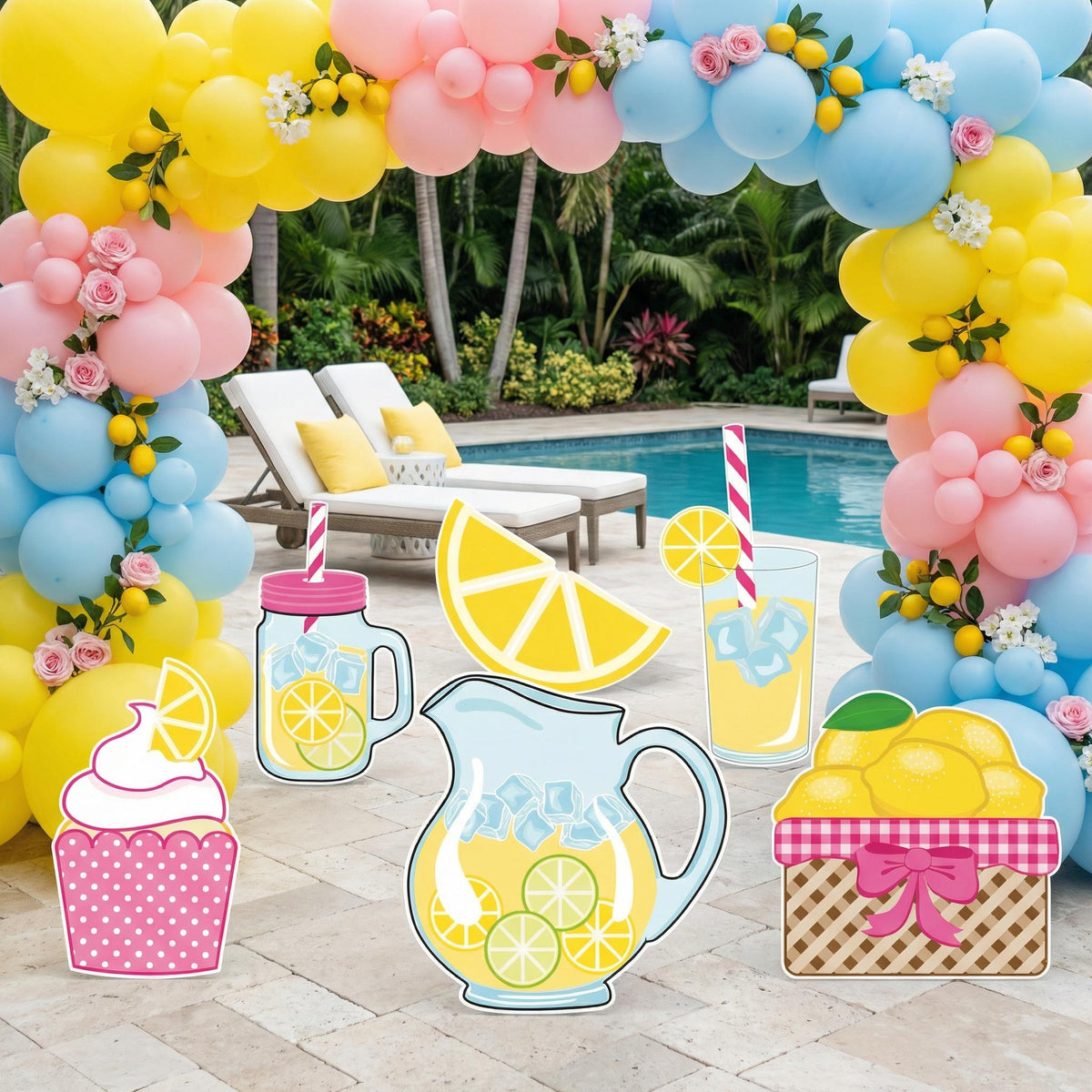 Lemonade Party Set 6 Cutouts — custom party decor, printed and cut to shape