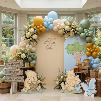 Classic Honey Bear Cutouts (Double Arch with Signpost), Baby Shower Decor, Backdrop, Baby Boy, Bear Props, 1st Birthday