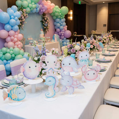 Sea Animals Double-Sided Table Centerpieces Set 8, Baby Shower, Ocean Nursery Decor, Table Decor, Birthday Decorations, Under the Sea Party