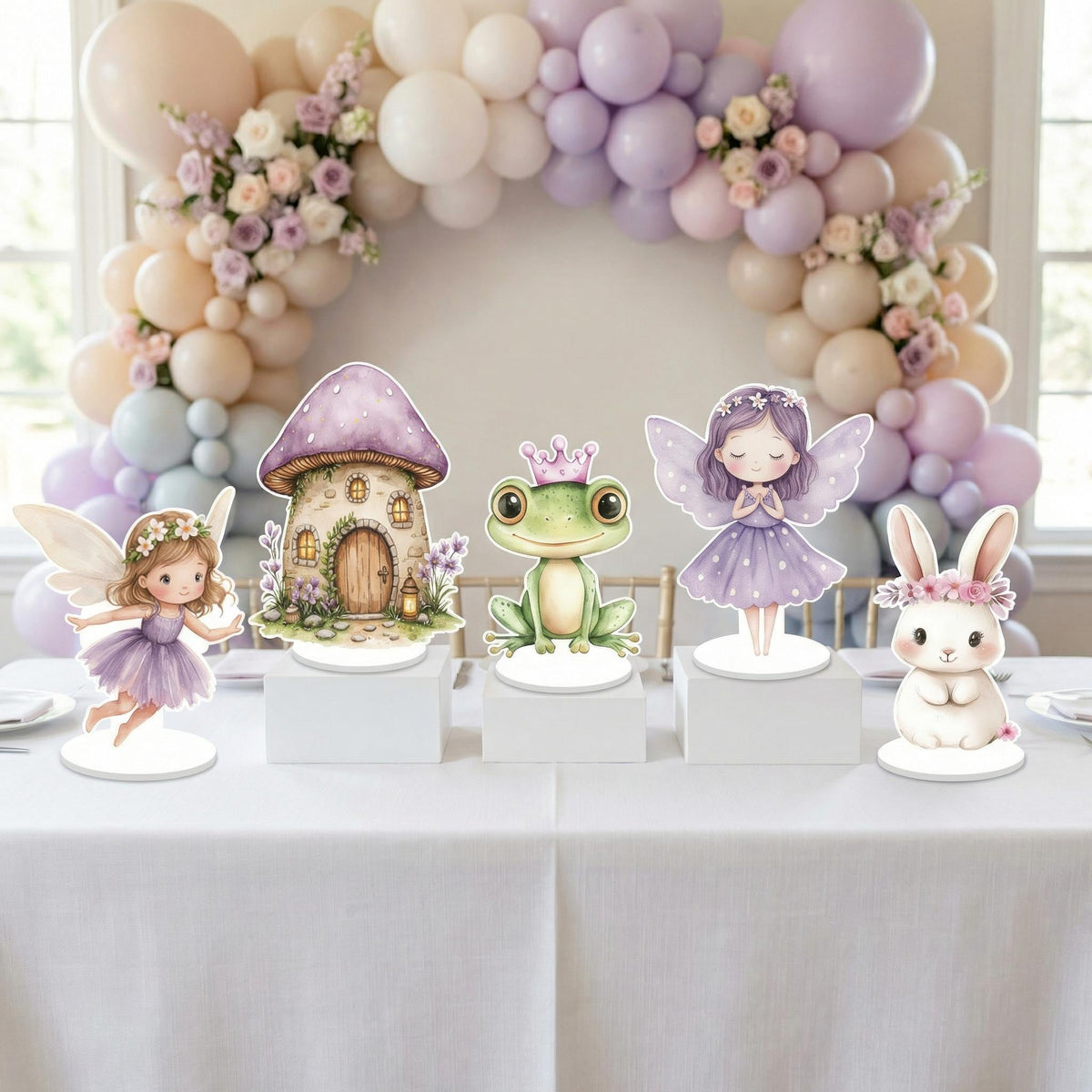 Purple Fairy Double-Sided Table Centerpieces Set 5, Baby Shower, Nursery Decor, Table Decor, Fairy First Birthday, Party Props