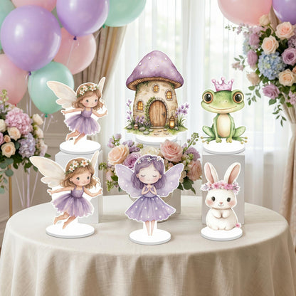Purple Fairy Double-Sided Table Centerpieces Set 5, Baby Shower, Nursery Decor, Table Decor, Fairy First Birthday, Party Props