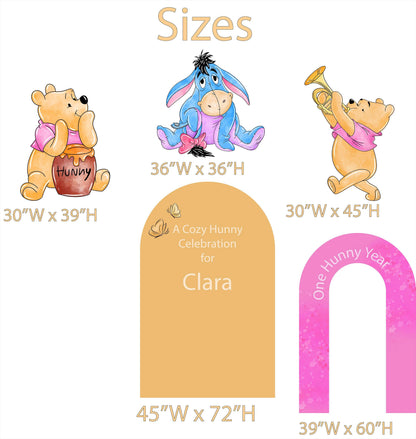 Pink Honey Bear Cutouts (Cozy Hunny Arch), Baby Shower Decor, Backdrop, Baby Girl, Bear Props, 1st Birthday, Centerpieces