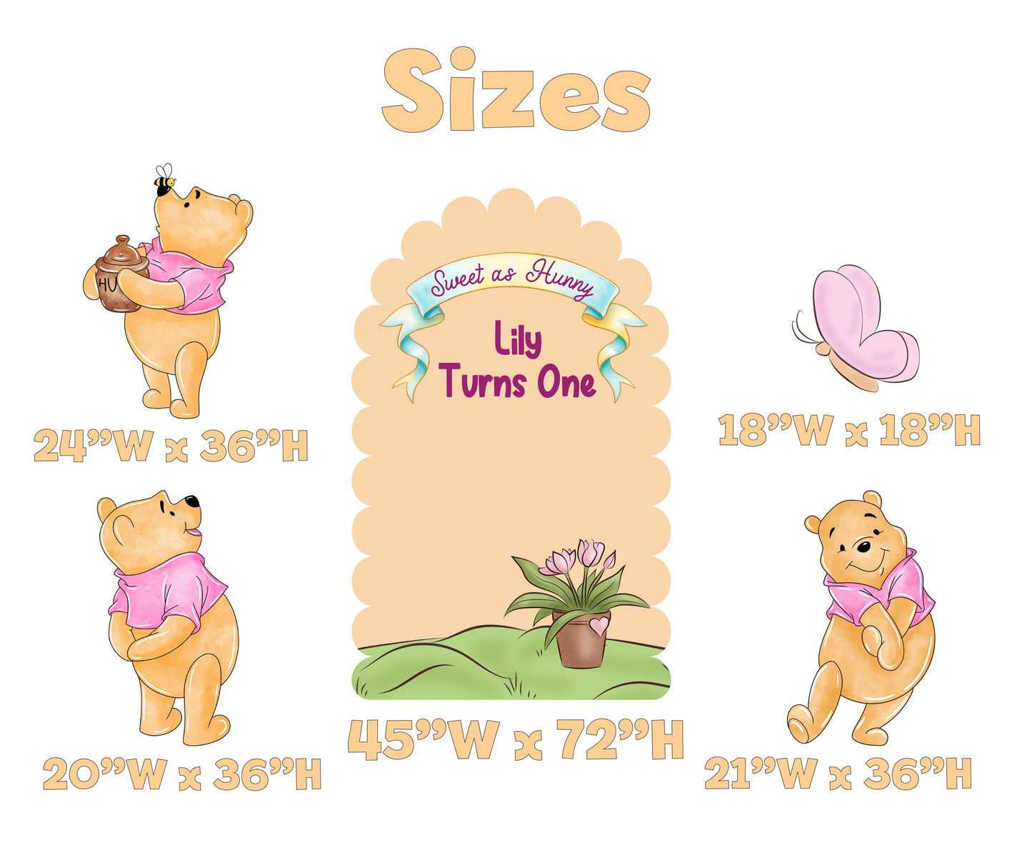 Pink Honey Bear Cutouts (Sweet as Hunny Arch), Baby Shower Decor, Backdrop, Baby Girl, Bear Props, 1st Birthday, Centerpieces