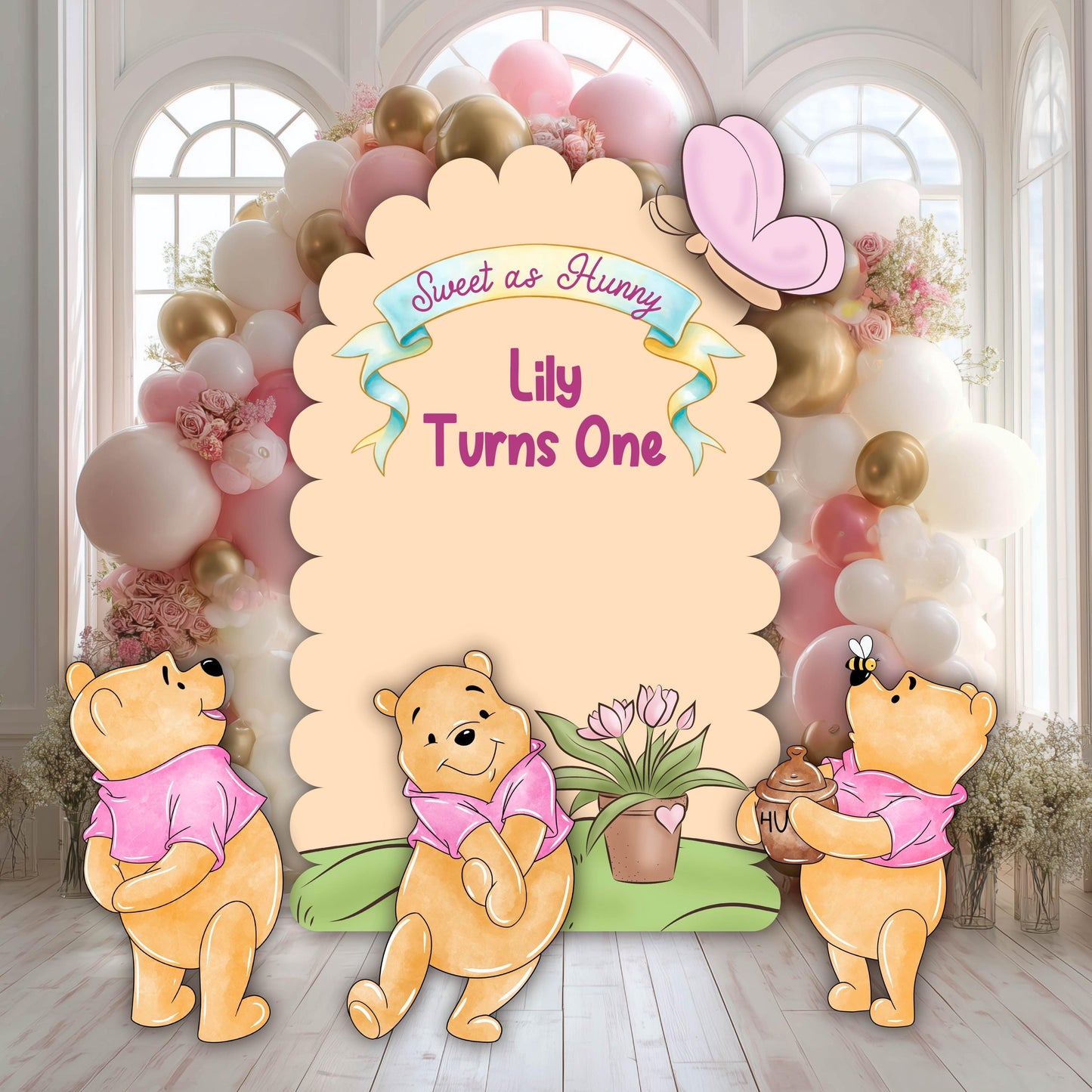 Pink Honey Bear Cutouts (Sweet as Hunny Arch), Baby Shower Decor, Backdrop, Baby Girl, Bear Props, 1st Birthday, Centerpieces
