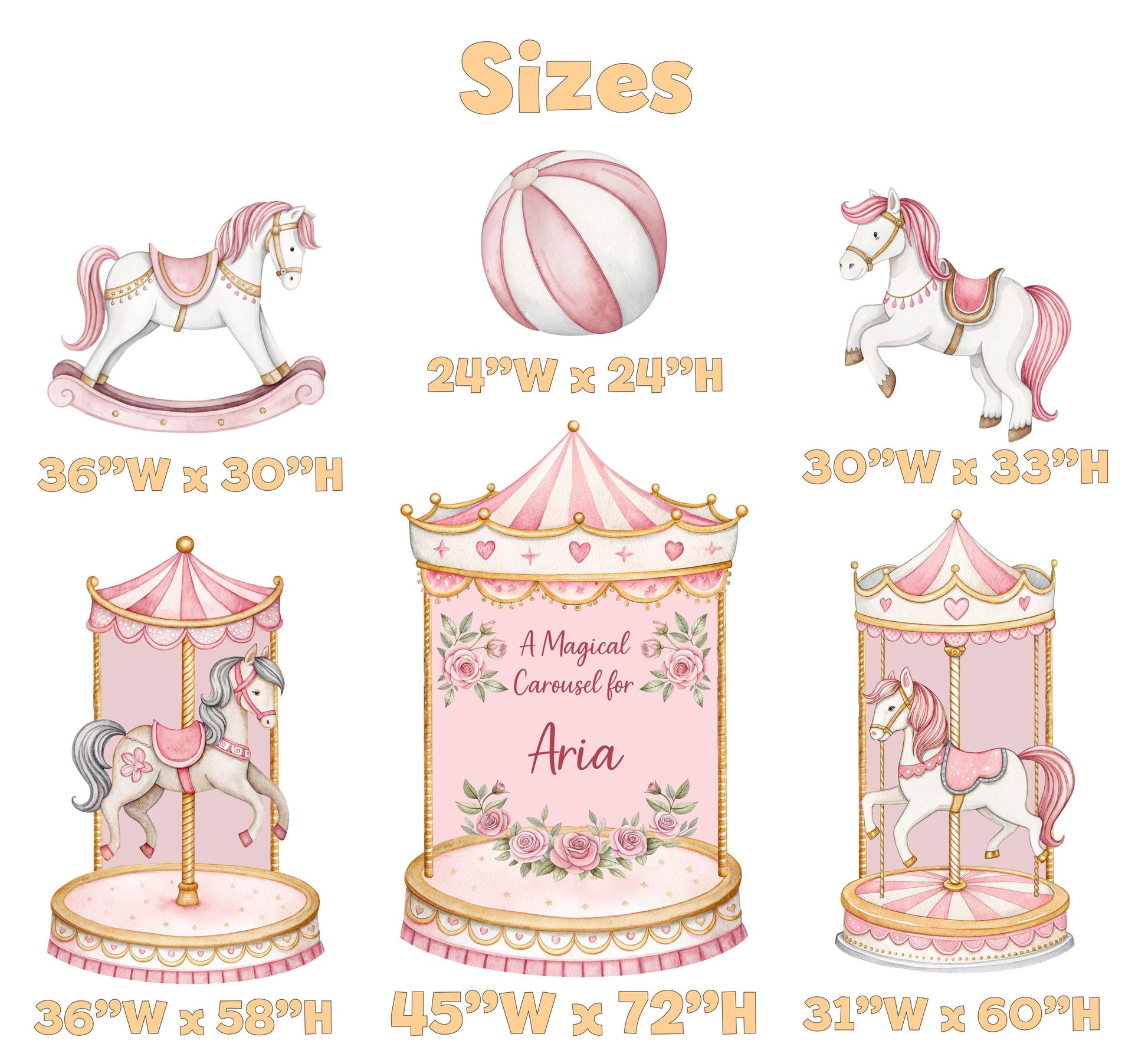 Circus Cutouts (Boho Round Carousel), Carousel Party Decoration, Centerpieces, Baby Shower, Carnival Horse, 1st Birthday Decor