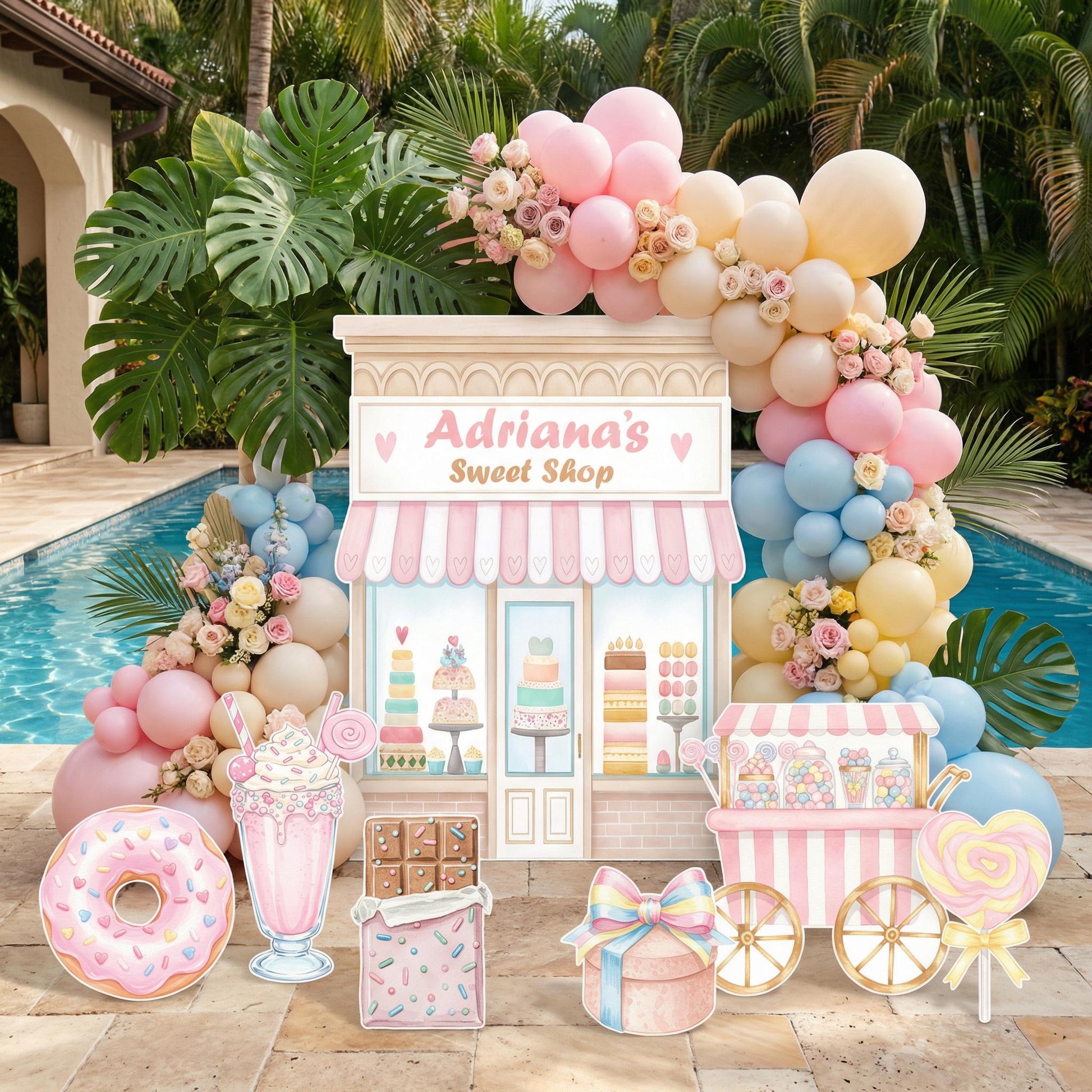 Candy Shop Cutouts Decor — custom party decor, printed and cut to shape
