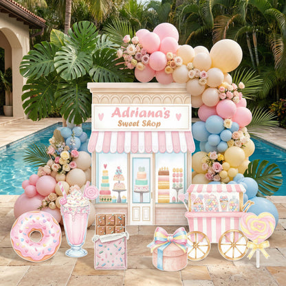 Candy Shop Cutouts Decor — custom party decor, printed and cut to shape