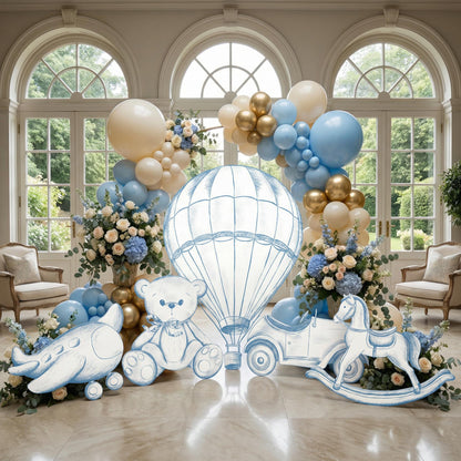 Blue Toile Teddy Bear Cutouts (Props Only), Chinoiserie Birthday, Toile de Jouy Backdrop, Baby Shower Decor, Teddy Bear