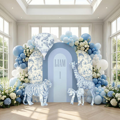 Blue Toile Safari Animals Cutouts — custom party decor, printed and cut to shape