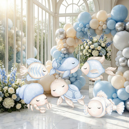 Blue Sea Animals Cutouts — custom party decor, printed and cut to shape