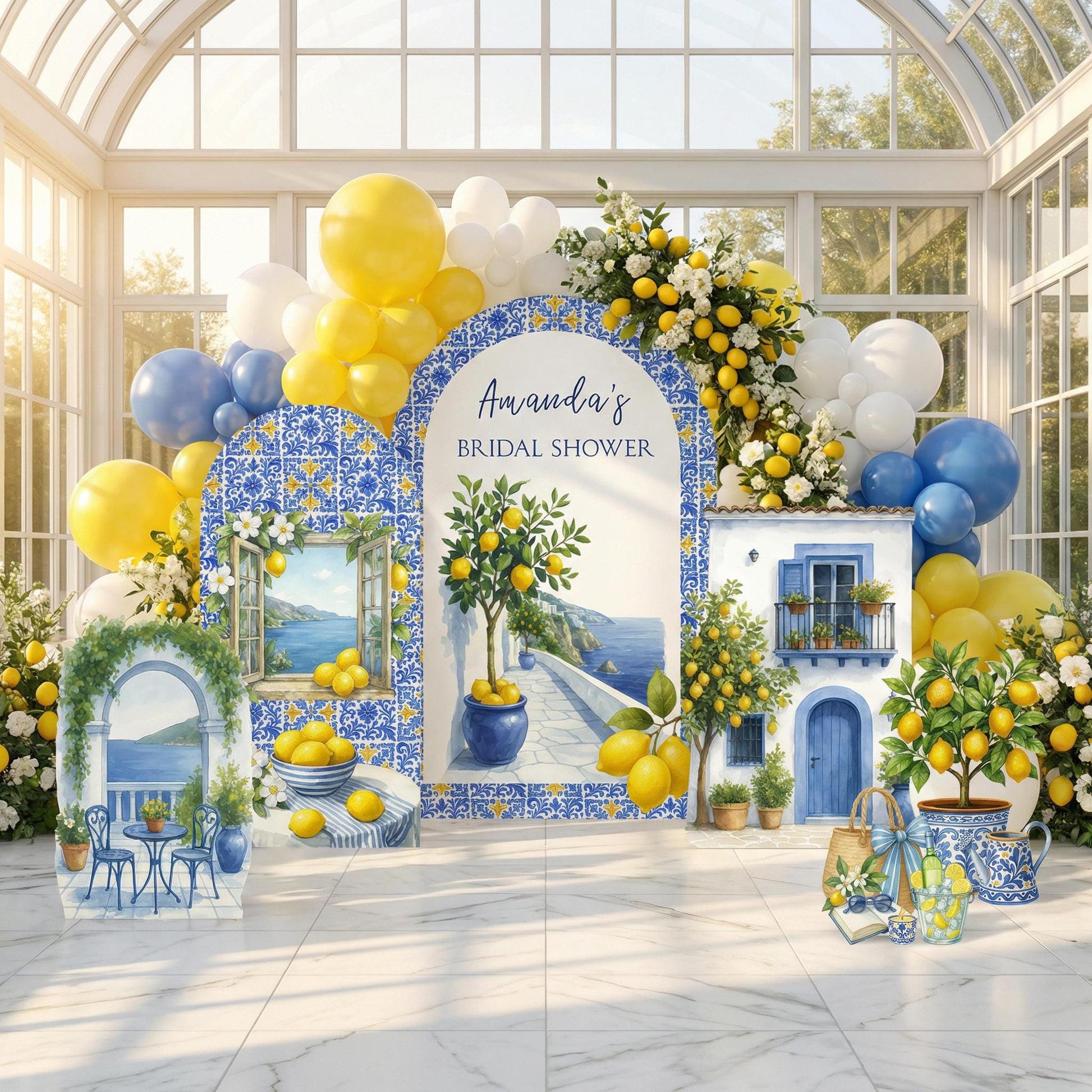 Mediterranean Birthday Cutouts — custom party decor, printed and cut to shape