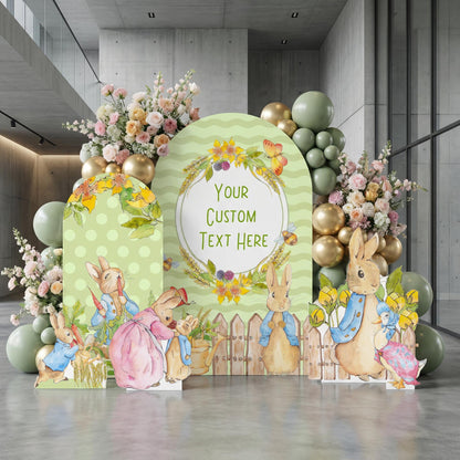 Blue Garden Bunny Cutout — custom party decor, printed and cut to shape