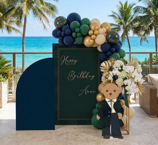 Plaid Teddy Bear Cutouts — custom party decor, printed and cut to shape