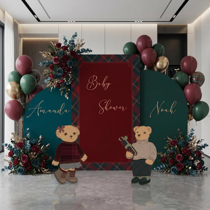 Preppy Teddy Bear Cutouts, Birthday Party, Backdrop, Baby Shower Decor, Tartan Plaid