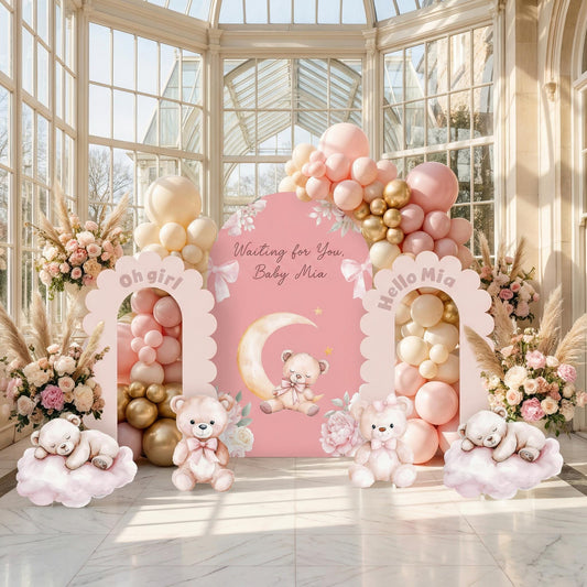 Pink Bear Cutouts — custom party decor, printed and cut to shape