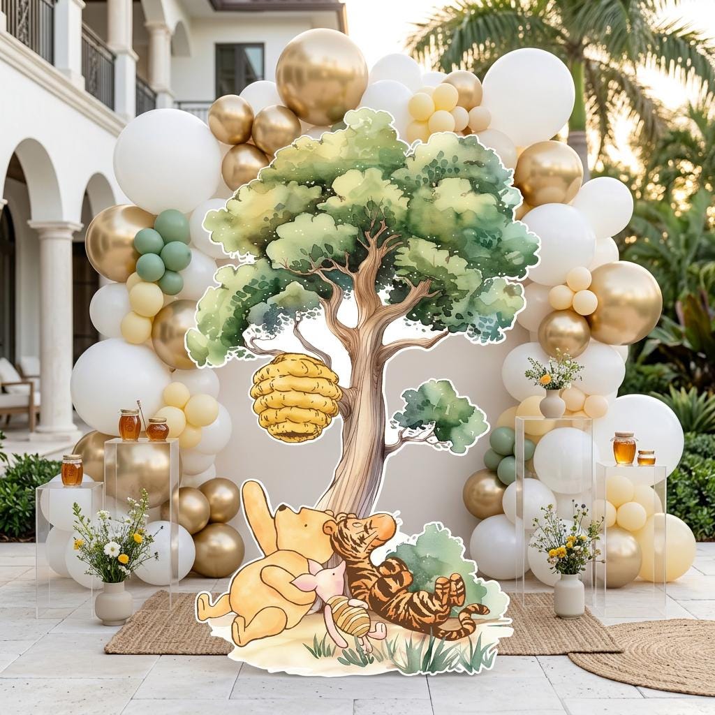 Classic Honey Bear Cutout Decoration (Tree with Friends), Baby Shower Decor, Backdrop, Yard Sign, Honey Bear, Baby Birthday, Classic Bear, Gender Reveal