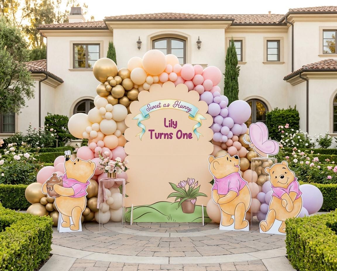 Pink Honey Bear Cutouts (Sweet as Hunny Arch), Baby Shower Decor, Backdrop, Baby Girl, Bear Props, 1st Birthday, Centerpieces